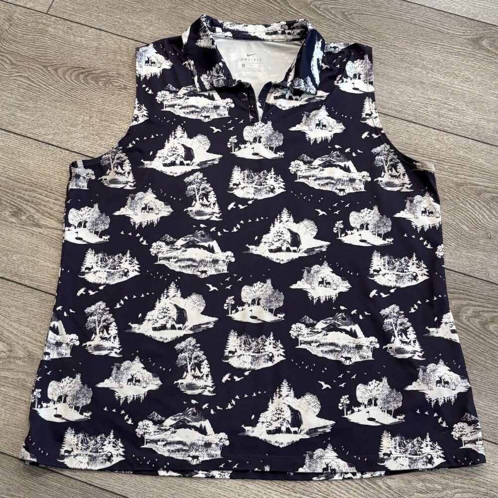 Nike Dri-Fit Printed Victory Sleeveless Golf Polo Womens XL All‎ Over Print